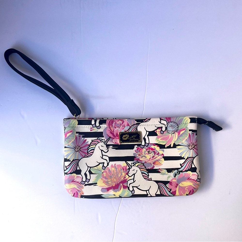 Luv Betsey by Betsey Johnson Unicorn Floral Wristlet 8.75”Lx5”Hx1.25”W